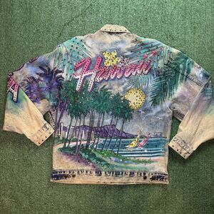 Tony Alamo Hawaii Pearl Harbor Rhinestone Jeweled Embellished Jean Jacket L RARE